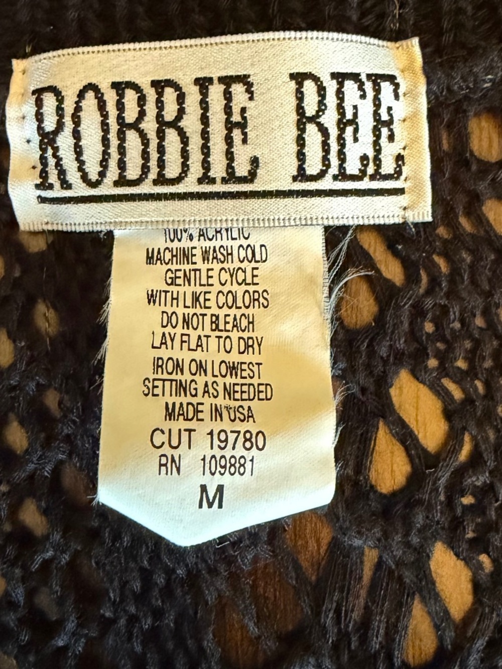 Robbie Bee Black Knitted Cropped Boho Crochet Cardigan Shrug, Size Medium - Picture 5 of 7